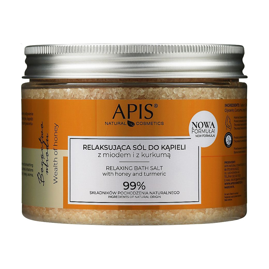 Сіль для ванн Apis Natural Cosmetics Relaxing Bath Salt з медом та куркумою, 650 г